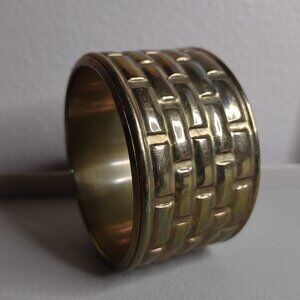 Vintage Wide Gold Tone 8 Inch  Metal Bangle